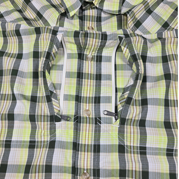 Patagonia Mens XL Vented Long Sleeve Nylon Polyester Green Plaid - Picture 5 of 8